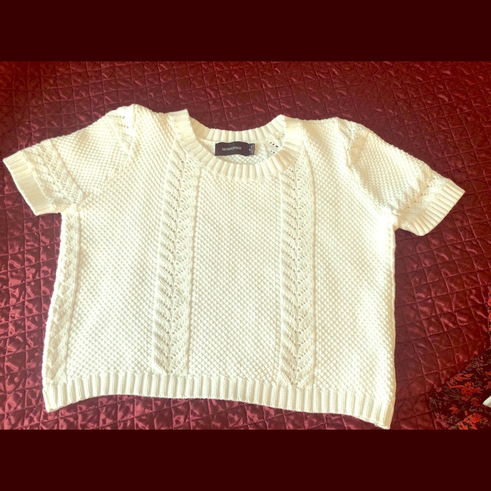 MiNKPINK white short sleeve sweater